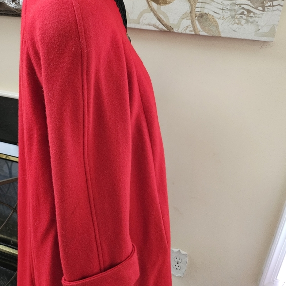 Vintage Red Wool Jacket Swing Coat 1960s Union Tag Fur Hat - Picture 11 of 15